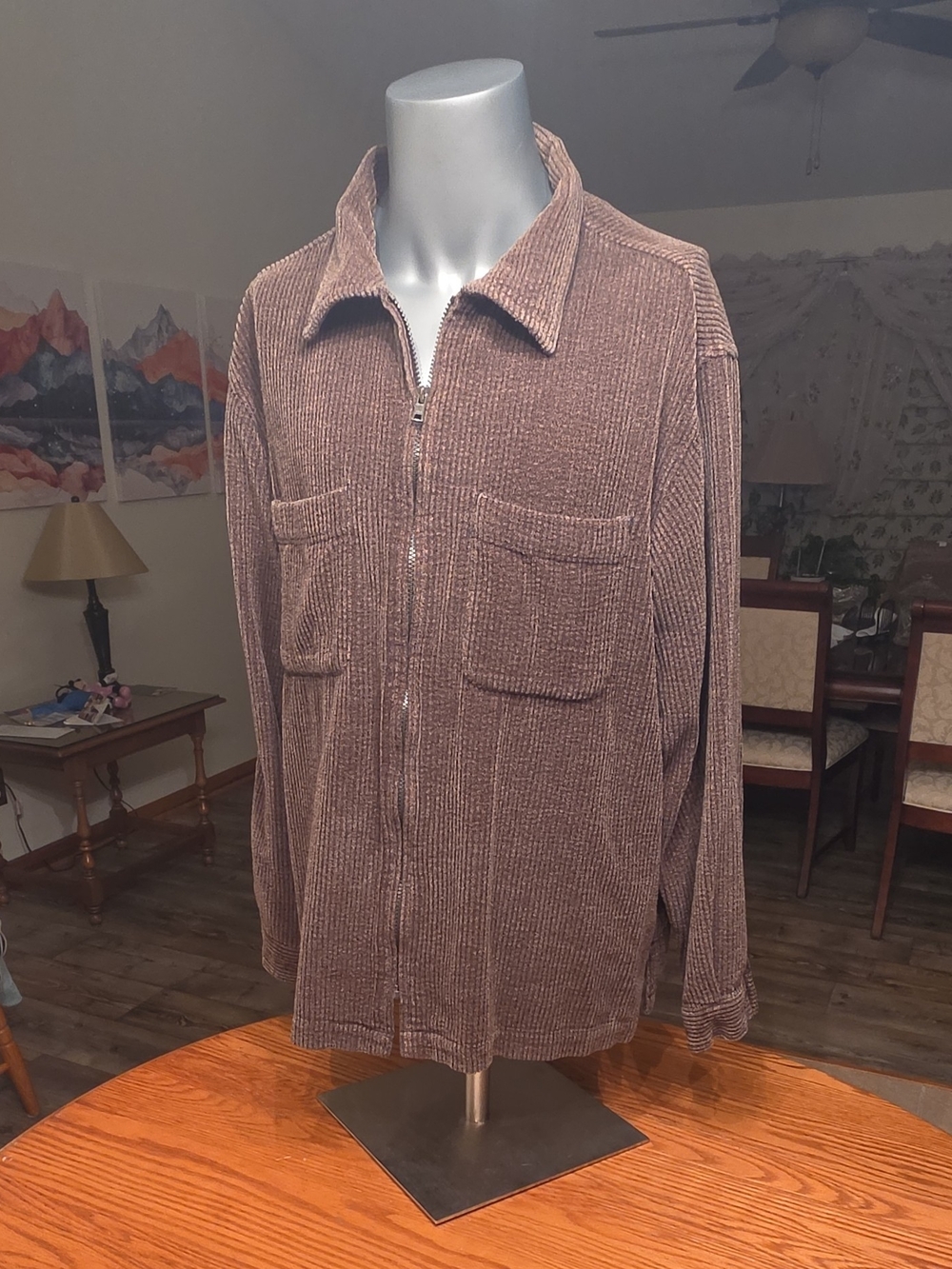 Arizona Jean Company Brown Corduroy Zip-Up Sweater Jacket